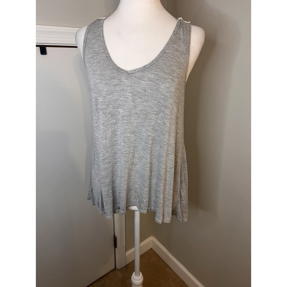 Aqua Gray Crochet Tank Top Large Spring Break‎ Light Soft